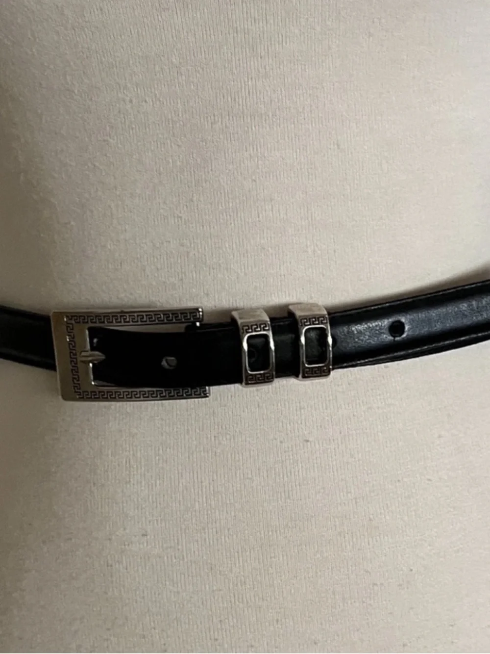 Black And Silver Leather Belt